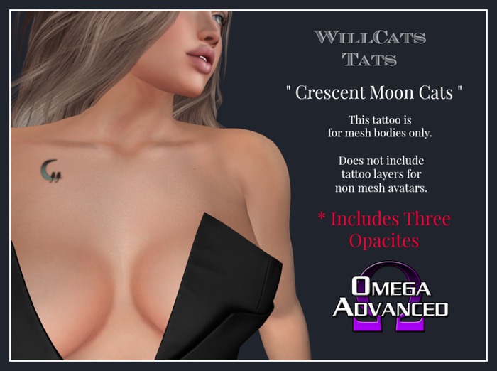WillCat's Tats CRESENT MOON CATS TATTOO