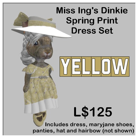 Miss Ing's Dinkie Springtime Printed Yellow Dress Set