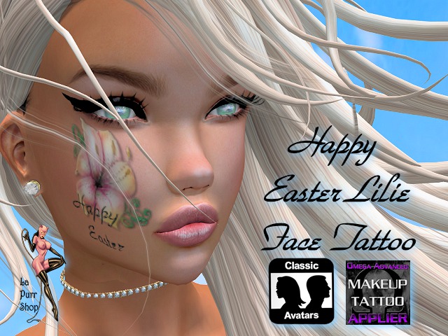 Happy Easter Lilie Face Tattoo