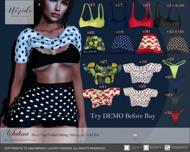 #18~Nerido~ Salina Skirt Maitreya-Indigo Dots