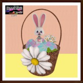 Easter - Teddy Bunny in Daisy Basket (Resizeable)