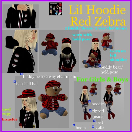 Lil Hoodie Red Zebra