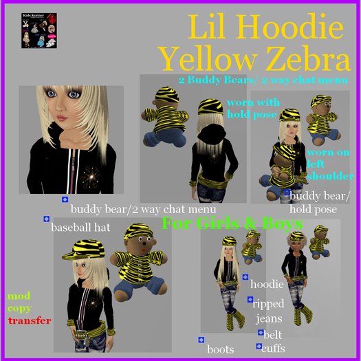 Lil Hoodie Yellow Zebra