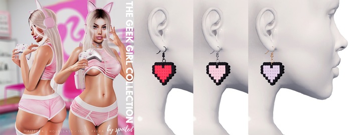 Gift Spoiled - Geek Girl Pixel Heart Earrings - FATPACK