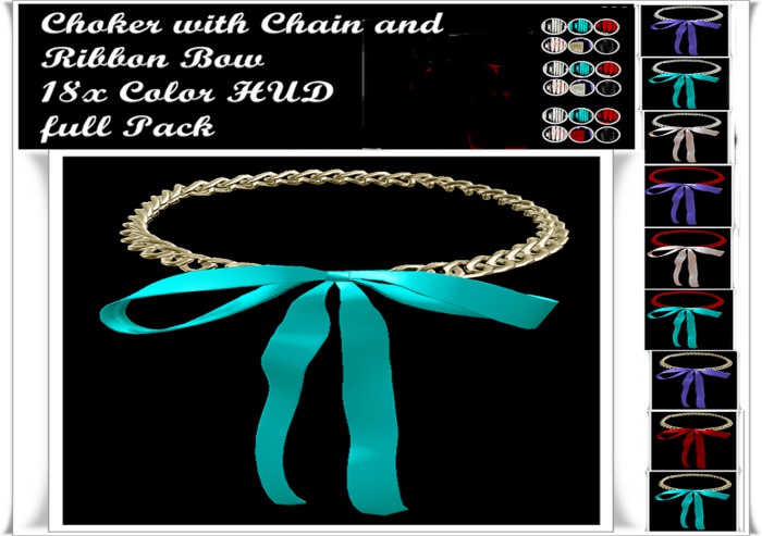 Choker with Chain and Ribbon Bow 18x Color HUD full Pack