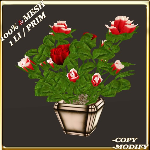LW - Pot of Roses (1 LI/Prim) 1