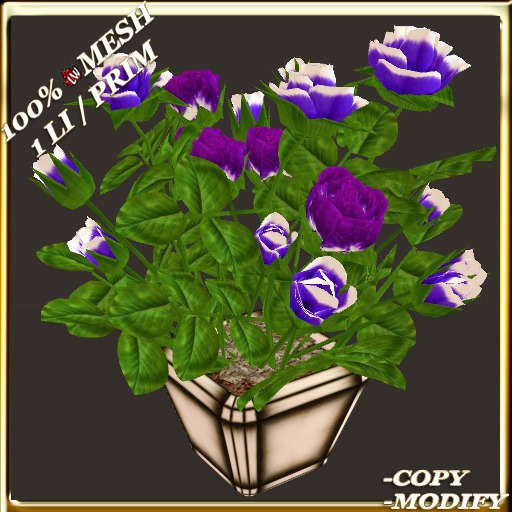 LW - Mesh Pot of Roses (1 LI/Prim) 4