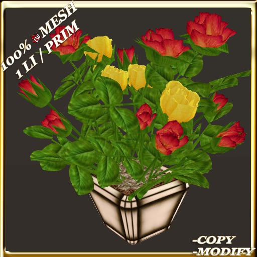 LW - Mesh Pot of Roses (1 LI/Prim) 6