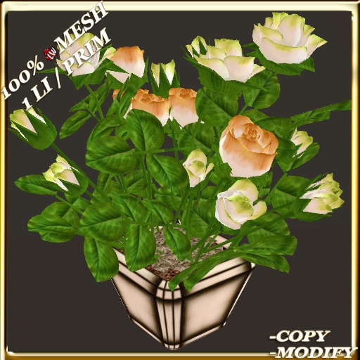 LW - Mesh Pot of Roses (1 LI/Prim) 8