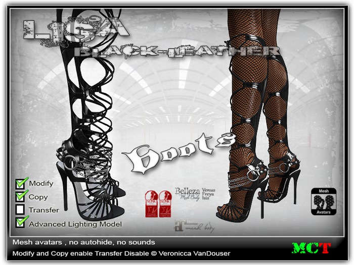 Lisa Black Leather Boots