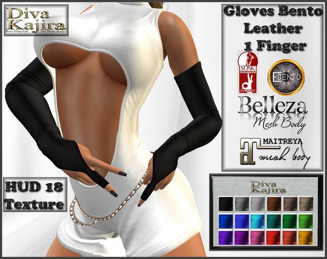 "DK" LONG LEATHER GLOVES 1 FINGER BENTO