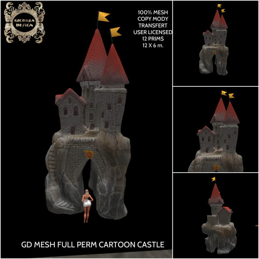 GD MESH FULL PERM CARTOON CASTLE