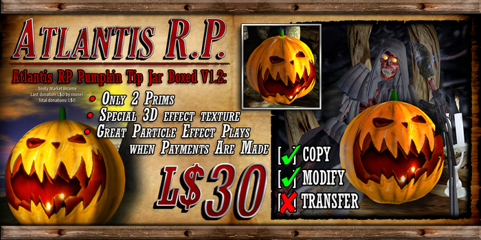 Atlantis RP Pumpkin Tip Jar V1.2 boxed