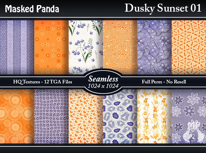 Masked Panda - Dusky Sunset 01 Seamless Fabric Textures - Full Perm