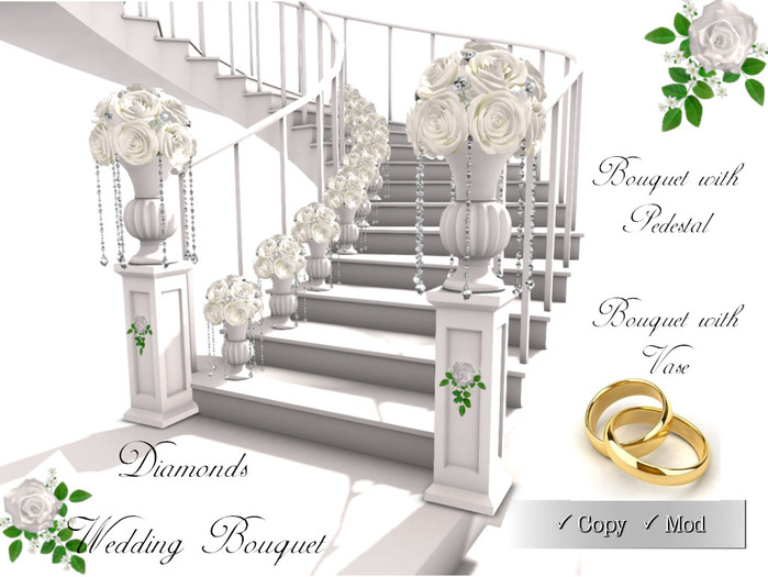Mayas - Diamonds - Wedding Rose in Vase with diamonds
