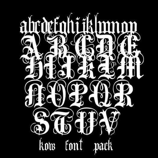kow font text textures