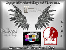 Sequin Glitter Fitmesh Wings with 8 Color HUD