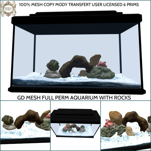 GD MESH FULL PERM AQUARIUM WITH ROCKS