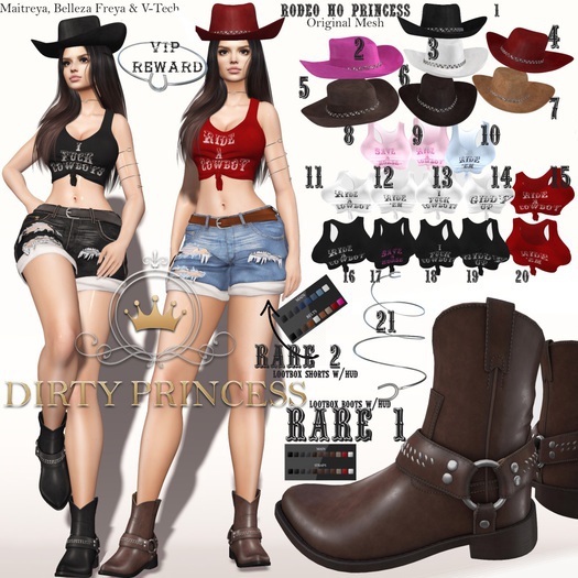 DIRTY PRINCESS- Rodeo Ho Princess Cowgirl Hat-  4 COMMON