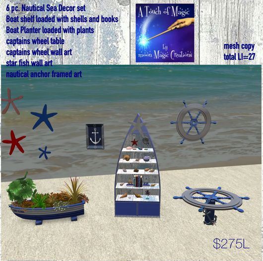 6 pc. Nautical decor set-crate