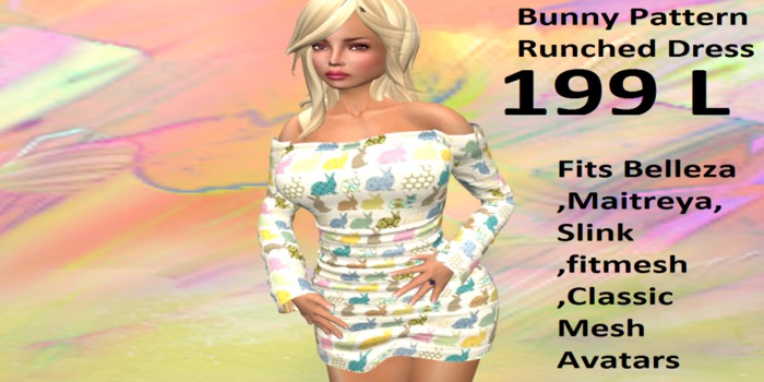 Bunny Pattern runched Dress