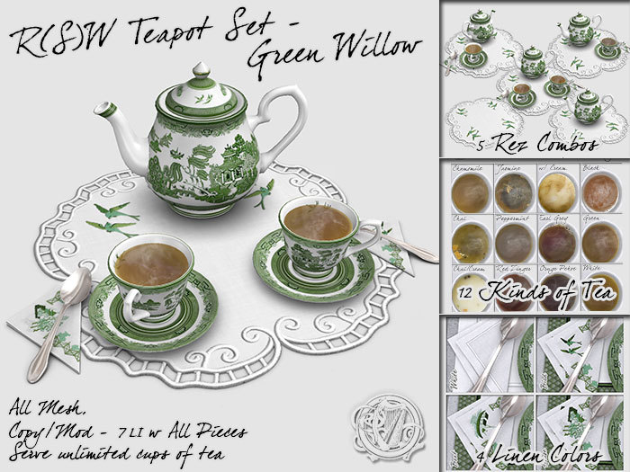 R(S)W Tea Pot Set - Green Willow