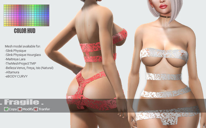 .Fragile. Lace dress ribbon Color HUD (add me)