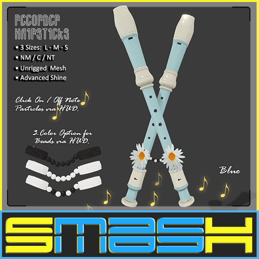 SMASH - Recorder Hairsticks (Blue) BAG