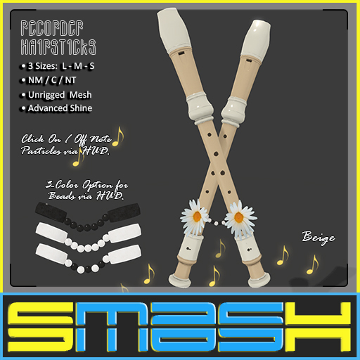 SMASH - Recorder Hairsticks (Beige) BAG