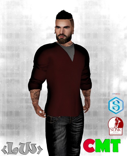 <LW> V-Neck LS Red Giftbag