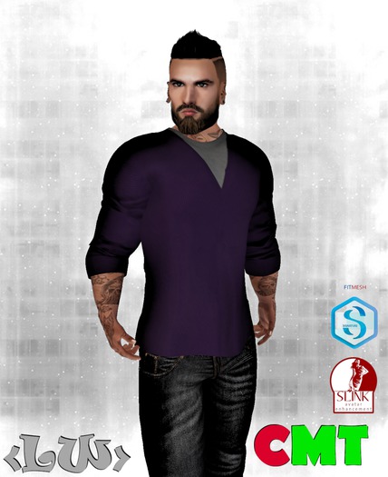 <LW> V-Neck LS Purple Giftbag