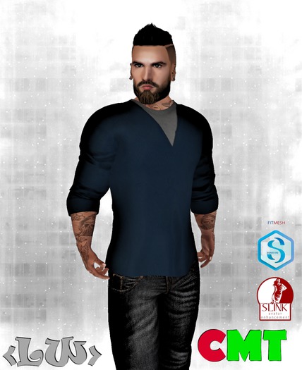 <LW> V-Neck LS Blue Giftbag