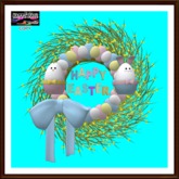 Easter - Bunny and Chick with Easter Eggs Wreath