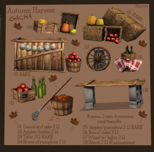 Autumn Harvest - apples/pumpkins deco RARE