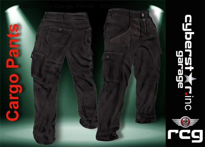 Second Life Marketplace AESTHETIC Cargo Pants Charcoal Black