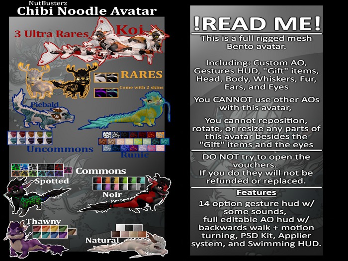 {NB} Chibi Noodle Avatar Noir Green (Add + Touch) *Voucher*