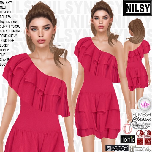 NILSY RUFFLED OFFSHOULDER DRESS,ALL BODIES