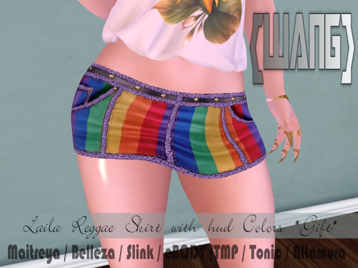 WANG - LAILA reggae SKIRT with HUD Colors *GIFT* (ADD)