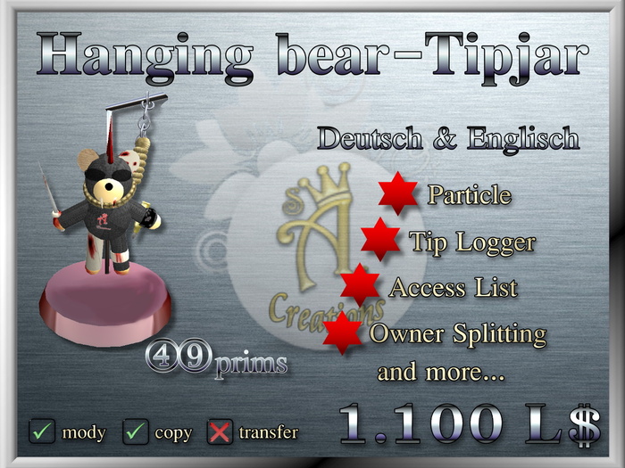 Hanging Bear Tipjar 