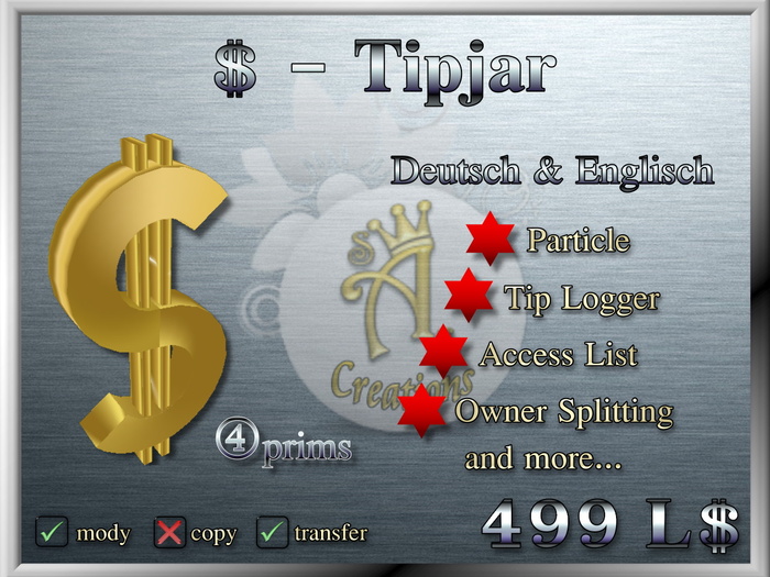 Gold $ Tipjar 