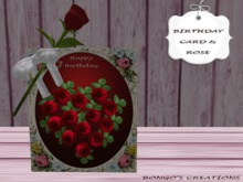 BMC104.. HAPPY BIRTHDAY CARD, WITH A RED ROSE & BOW.