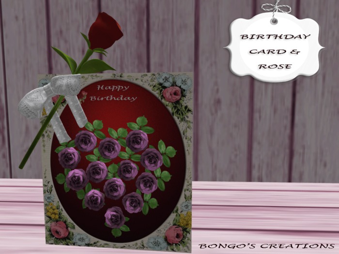 BMC105.. HAPPY BIRTHDAY CARD & SINGLE ROSE & BOW..