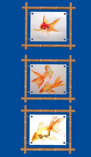 Bamboo Frame with 3 Gold fish