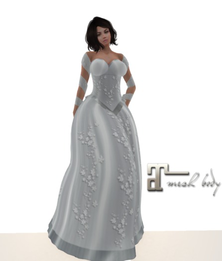 DRESS BALL GOWN WITH WRAP WHITE - Maitreya