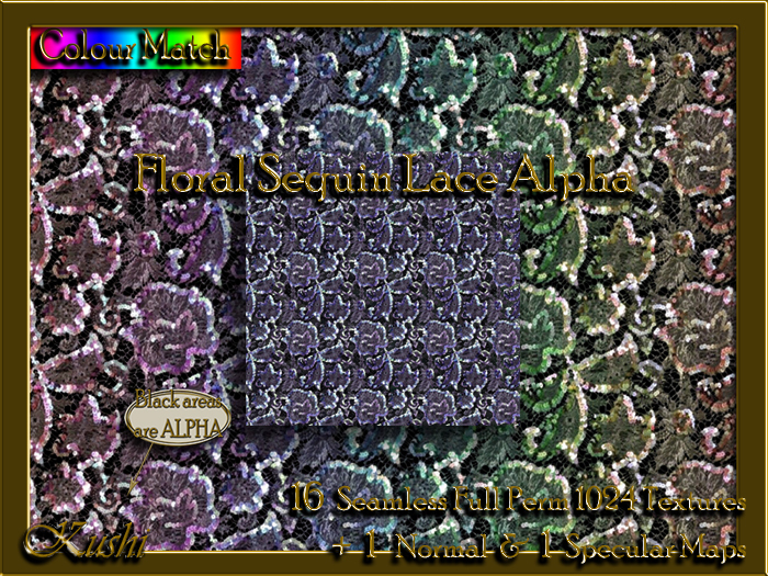Floral Sequin Lace Alpha Textures