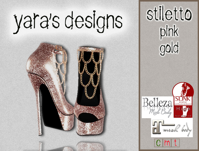 [YARA'S DESIGNS]STILETTO CADENAS PINK GOLD *BOX*