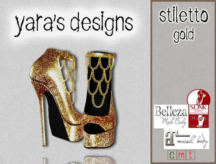 [YARA'S DESIGNS]STILETTO CADENAS GOLD *BOX*