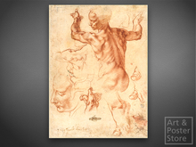 Michelangelo Study for Libyan Sibyl Classic Renaissance Drawing | Unframed Mesh Canvas