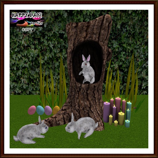 Easter - Bunnies on Tree Trunk