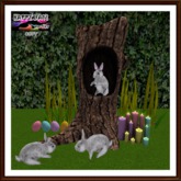 Easter - Bunnies on Tree Trunk
